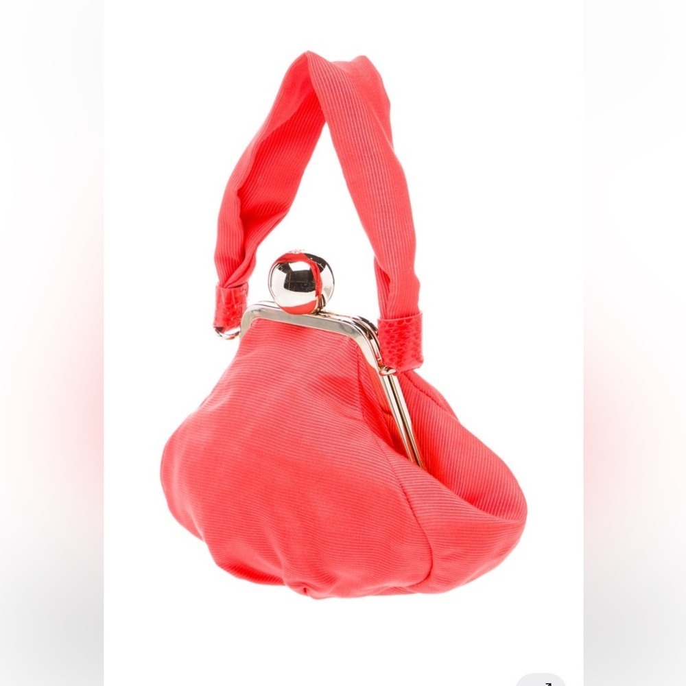 Kate Spade New York Red Ribbed Kiss Lock Clutch Evening Bag - Picture 14 of 15